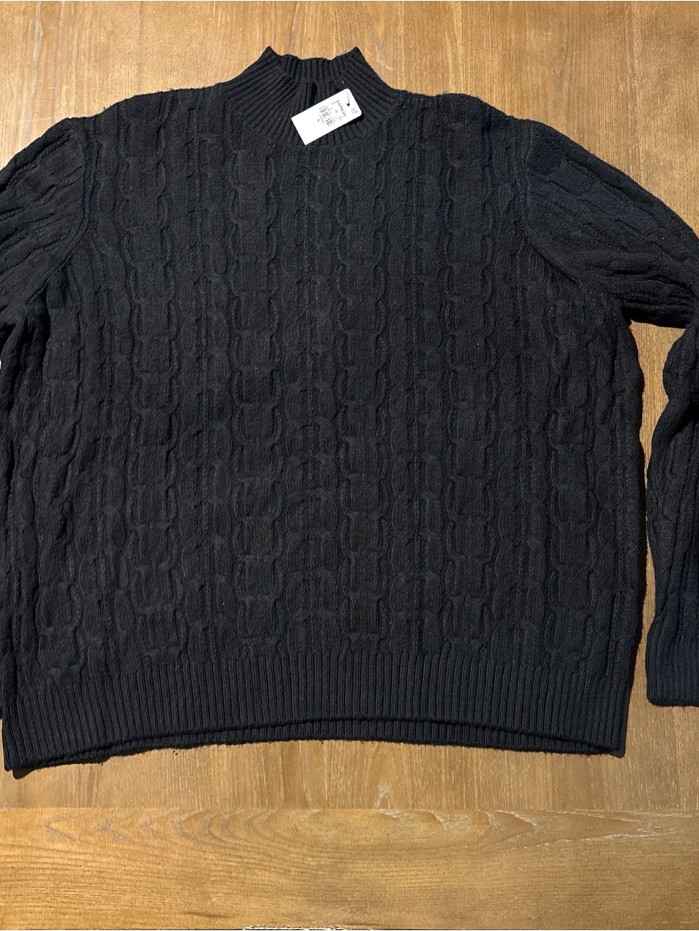 Men's express cable Knit Mock Neck Sweater - Black